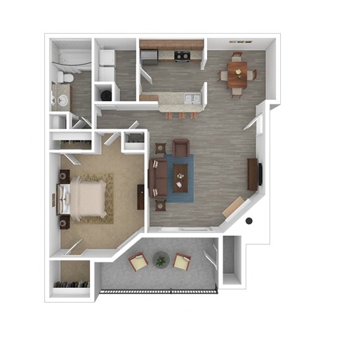 Floor plan for 1 bed, 1 bath, 781 sqft