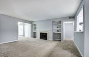 Raleigh apartment for rent - vacant renovated apartment-fireplace in living room at Laurel Oaks, North Carolina