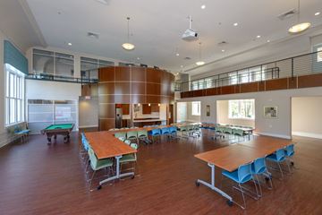 Richmond apartment for rent - a large room with tables and chairs and a pool table