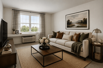 Elkridge apartment for rent - A living room with a couch, coffee table, and a painting on the wall.