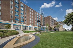 Washington apartment for rent - Modern exterior view of Edgewood Commons 601 in Washington, DC, showcasing contemporary architecture and convenient access to public transportation; market-rate apartments available now in this vibrant community near Brookland and Rhode Island Ave Metro.