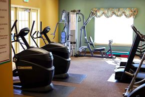 Edgewood apartment for rent - a gym with weights and cardio equipment in a home gym