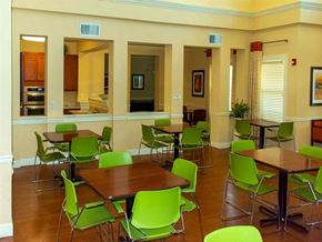 Dundalk apartment for rent - a dining room with green chairs and tables