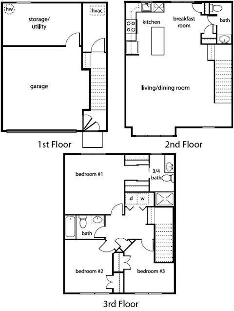 Floor plan for 3 beds, 3 baths, 2066 sqft