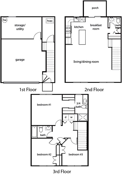 Floor plan for 3 beds, 3 baths, 2066 sqft