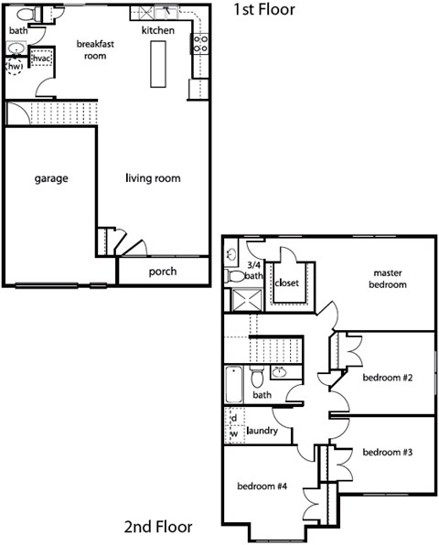 Floor plan for 4 beds, 3 baths, 2027 sqft