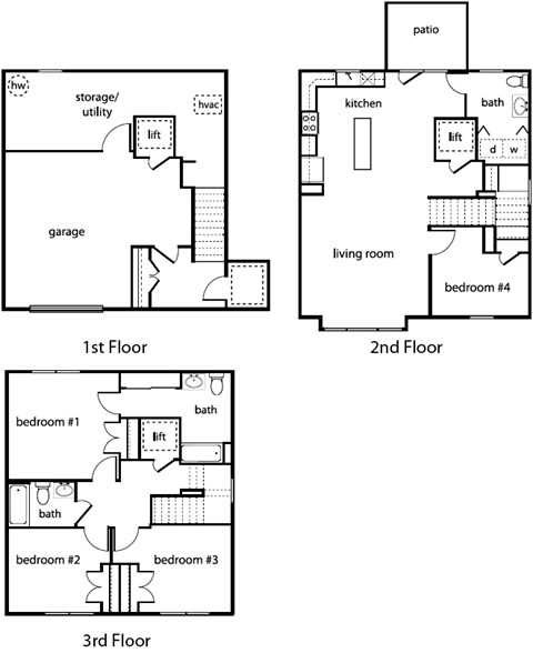 Floor plan for 4 beds, 3 baths, 2430 sqft