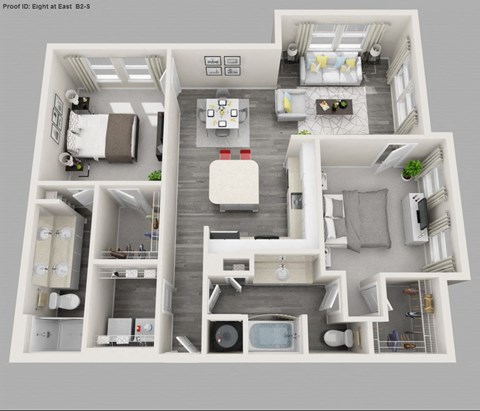 Floor plan for 2 beds, 2 baths, 1189 sqft