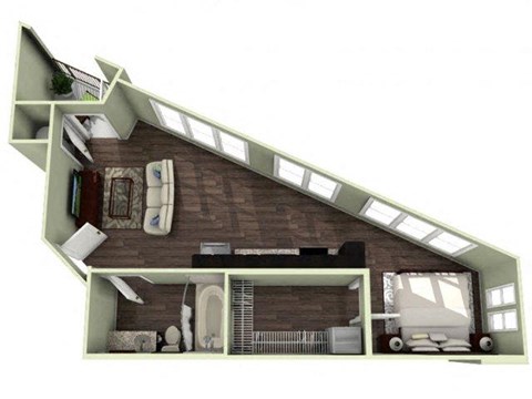 Floor plan for studio, 1 bath, 556 sqft