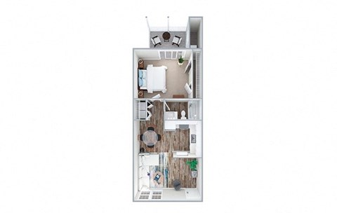 Floor plan for 1 bed, 1 bath, 635 sqft