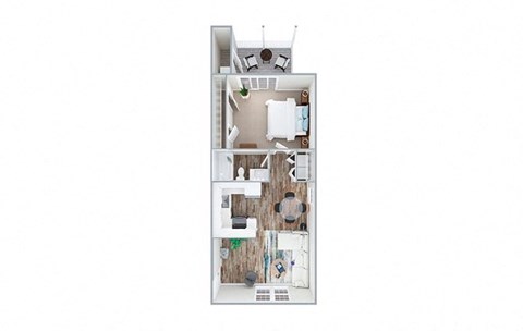 Floor plan for 1 bed, 1 bath, 700 sqft