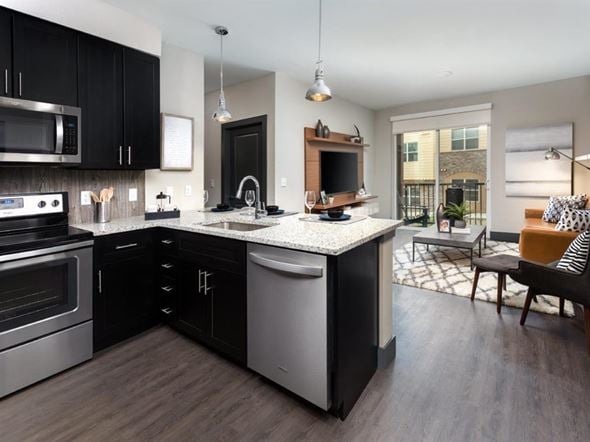 Parker apartment for rent - Kitchen With Living Room at Montane, Parker, CO, 80134