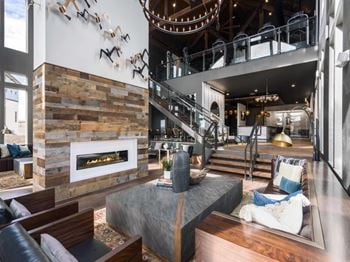 Fireplace in clubhouse with standard fireplace