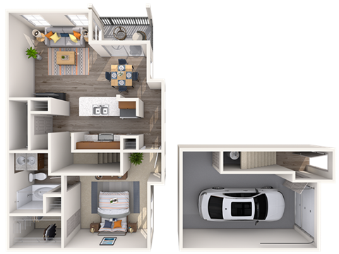 Floor plan for 1 bed, 1 bath, 948 sqft