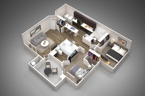 Floor plan for 2 beds, 2 baths, 903 sqft
