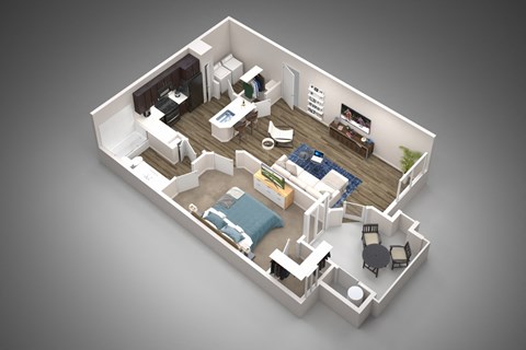 Floor plan for 1 bed, 1 bath, 745 sqft
