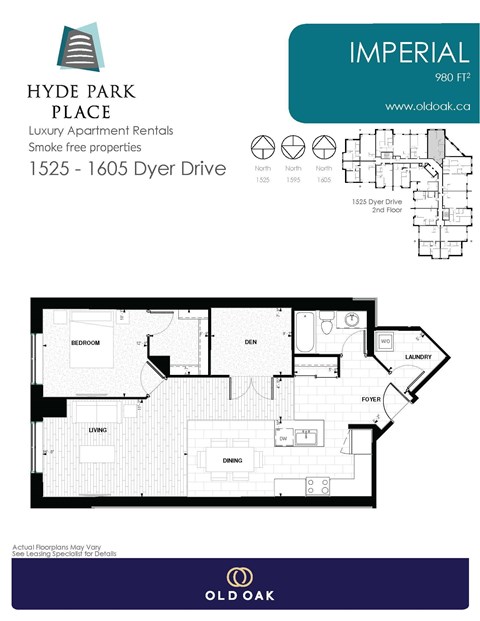 Floor plan for 1 bed, 1 bath