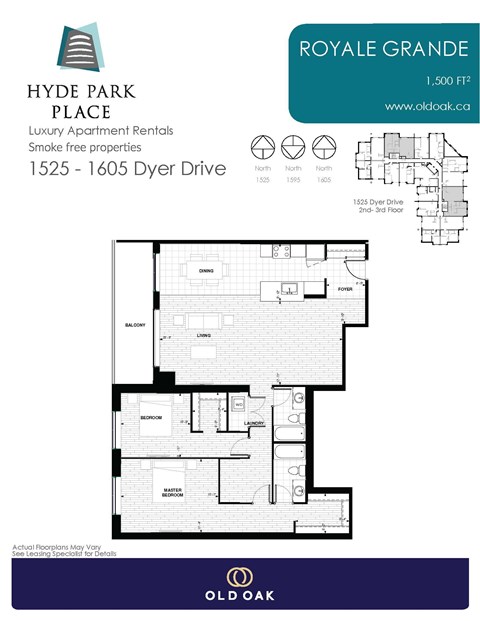 Floor plan for 2 beds, 2 baths, 1500 sqft