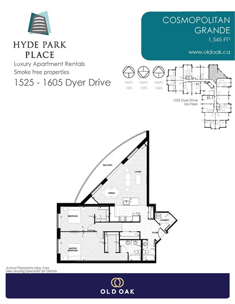 Floor plan for 2 beds, 2 baths