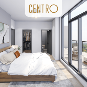 London apartment for rent - a bedroom with a bed and a large window