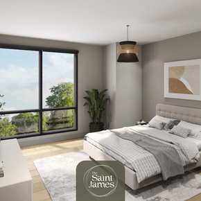 London apartment for rent - a bedroom with a bed and a large window