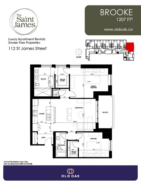 Floor plan for 2 beds, 2 baths