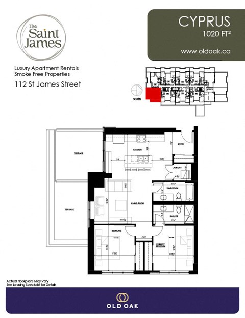 Floor plan for 2 beds, 2 baths