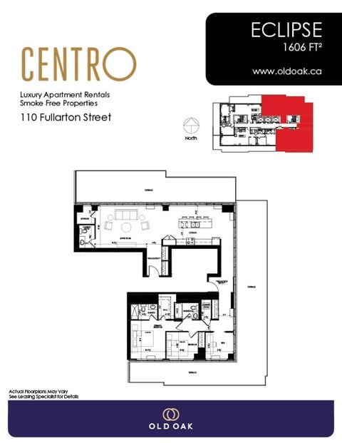 Floor plan for 3 beds, 3 baths, 1606 sqft