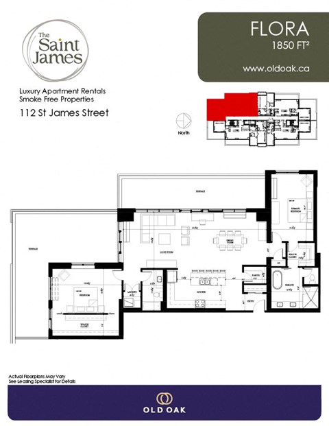 Floor plan for 2 beds, 2 baths, 1850 sqft