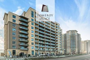 London apartment for rent - an image of a pomeroy place apartment building with a sign in the foreground