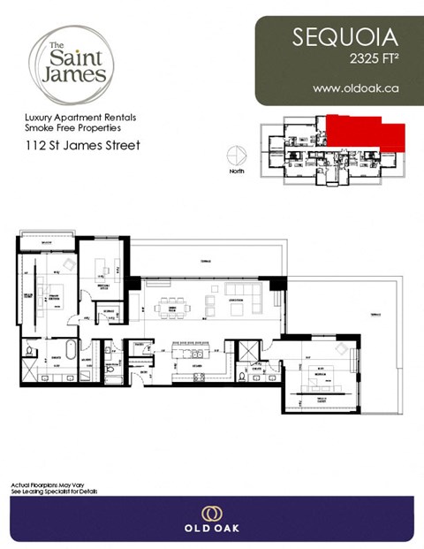 Floor plan for 2 beds, 2 baths, 2325 sqft