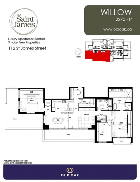 Floor plan for 2 beds, 2 baths, 2270 sqft