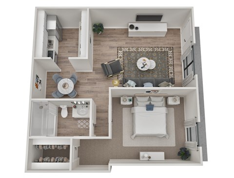 Floor plan for 1 bed, 1 bath, 750 sqft
