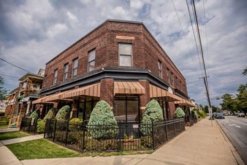 Erie apartment for rent - an old brick building with awnings on the side of a street