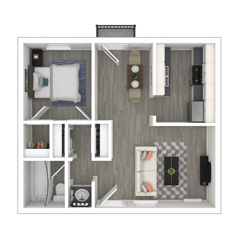 Floor plan for 1 bed, 1 bath