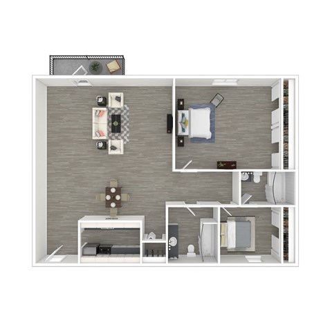 Floor plan for 2 beds, 2 baths