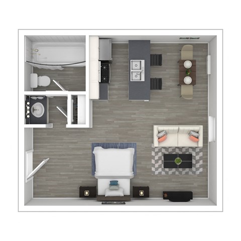 Floor plan for studio, 1 bath