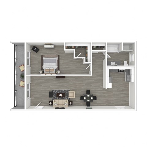 Floor plan for 1 bed, 1 bath