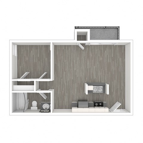 Floor plan for 1 bed, 1 bath, 880 sqft