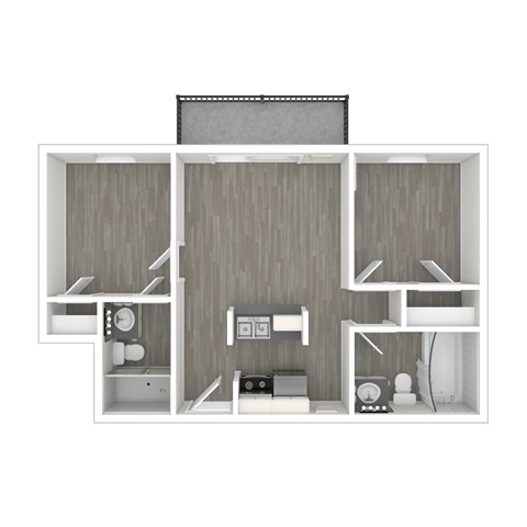 Floor plan for 2 beds, 2 baths, 900 sqft