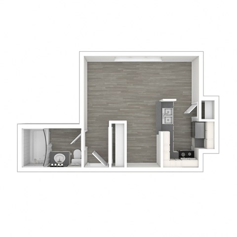 Floor plan for studio, 1 bath