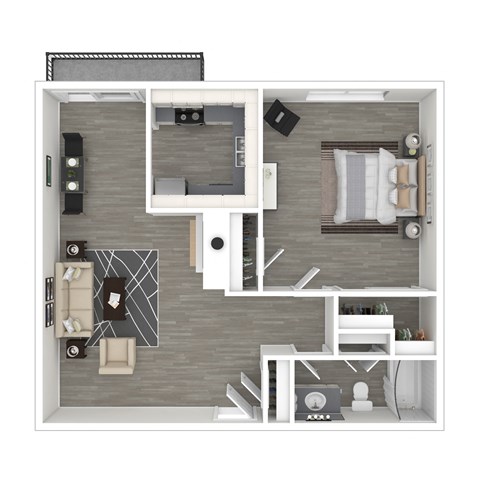Floor plan for 1 bed, 1 bath