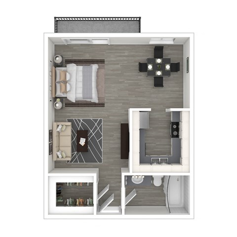 Floor plan for studio, 1 bath