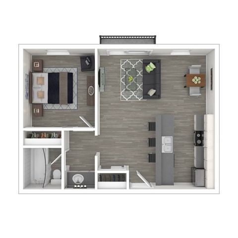 Floor plan for 1 bed, 1 bath