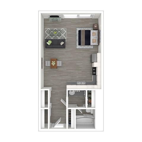 Floor plan for studio, 1 bath
