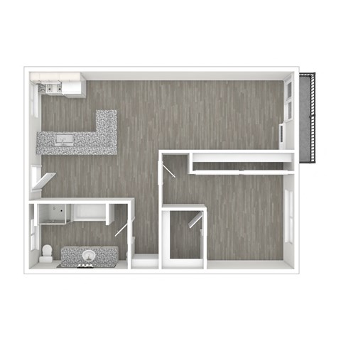 Floor plan for 1 bed, 1 bath, 885 sqft