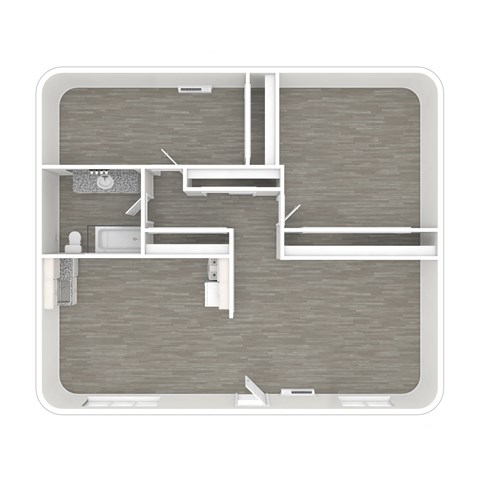 Floor plan for 2 beds, 2 baths, 945 sqft