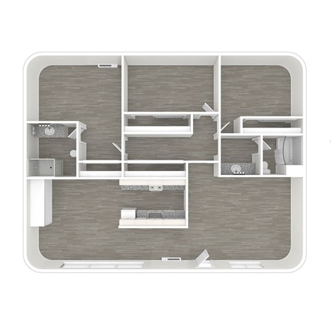 Floor plan for 3 beds, 2 baths
