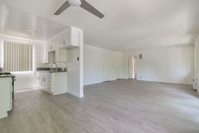West Hollywood apartment for rent - Kitchen and living room view from dining area