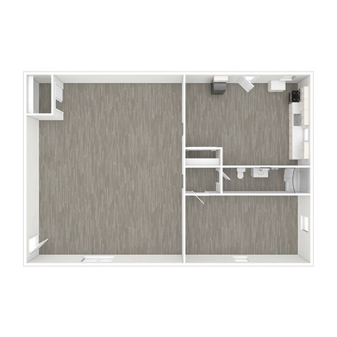 Floor plan for 1 bed, 1 bath